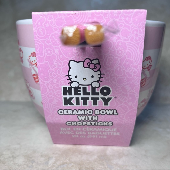 Hello Kitty Ceramic Bowl w/ Chopsticks - Picture 4 of 6